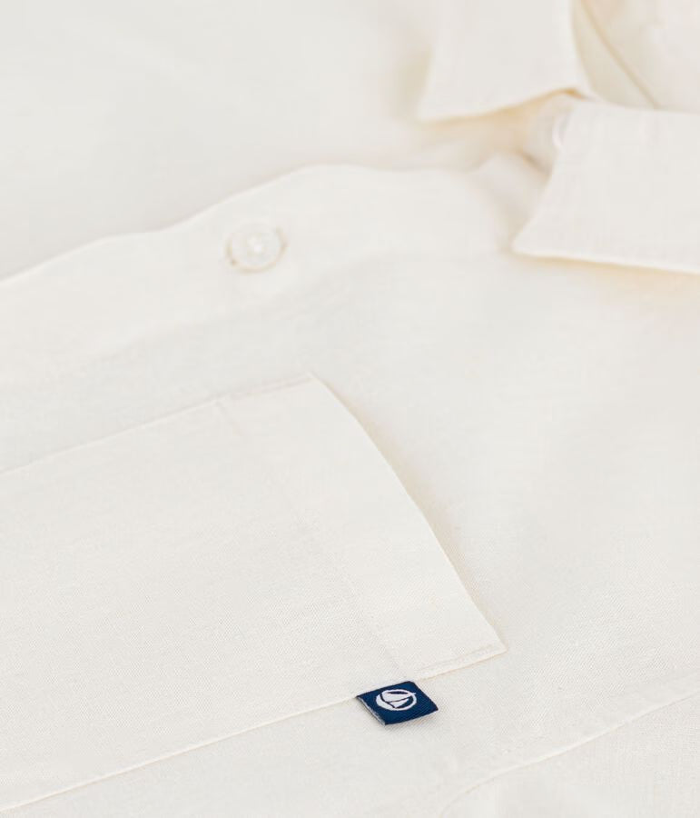 Camicia a maniche corte in cotone e lino bambino