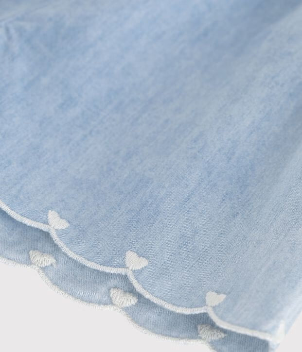 Embroidered chambray shorts for newborn girls