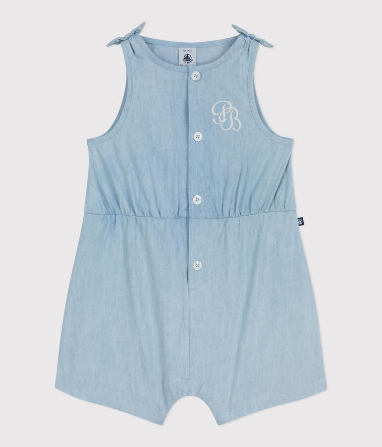 Tutina corta in chambray neonata