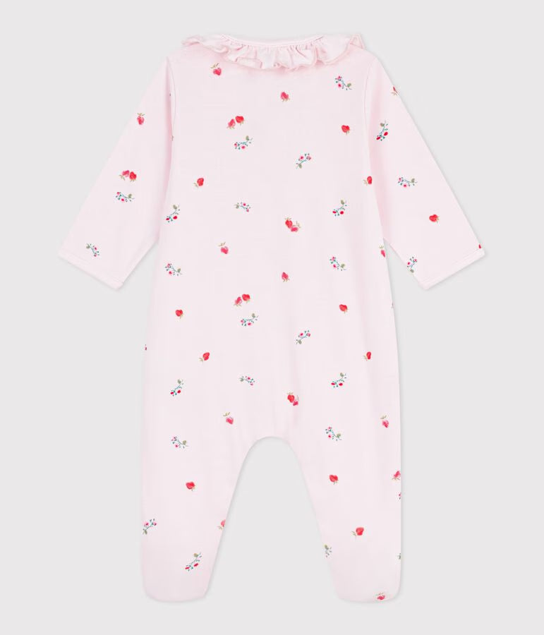 Pigiama in cotone con colletto a fiori neonato