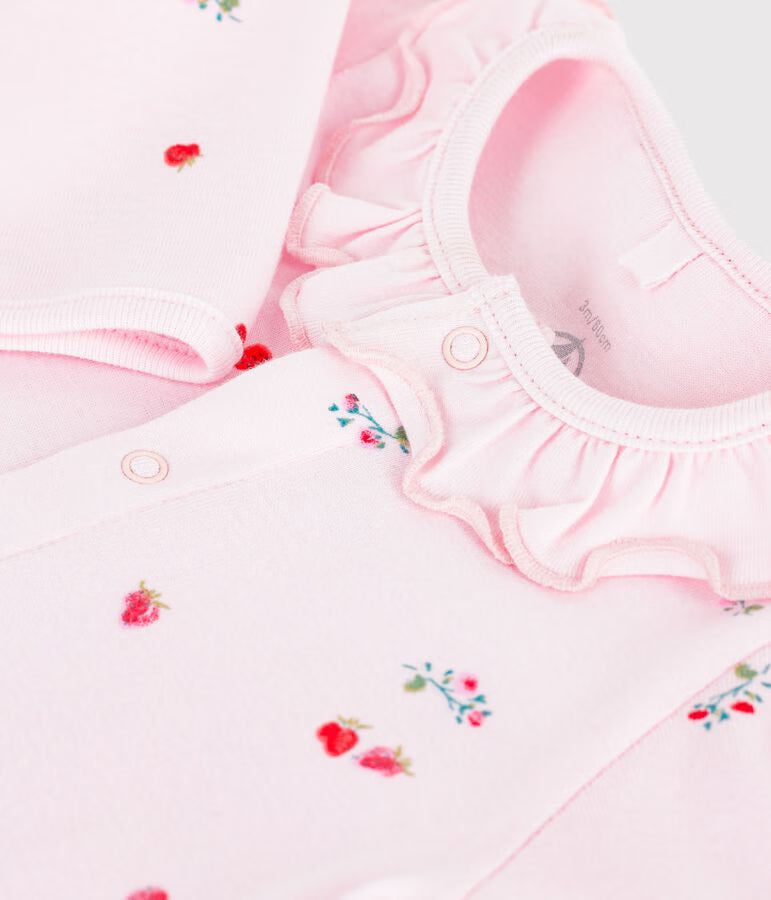 Pigiama in cotone con colletto a fiori neonato