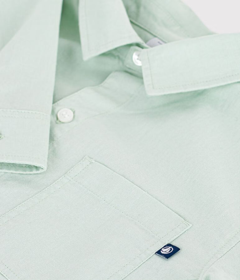 Plain long-sleeved cotton shirt for boys
