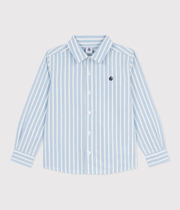 Camicia a maniche lunghe in cotone a righe bambino
