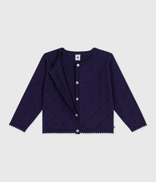 Cardigan in cotone tinta unita bambina