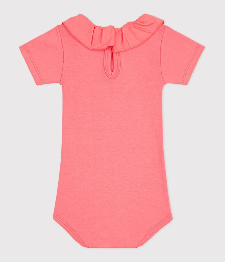 Body con colletto in cotone tinta unita neonata