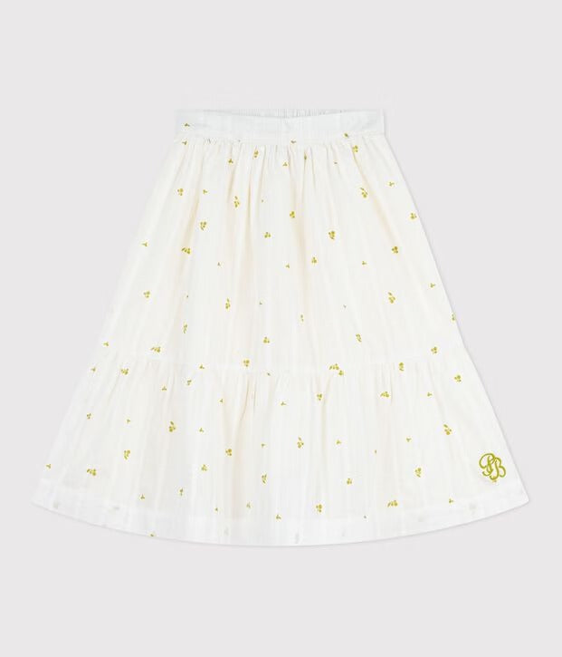 Gonna lunga bambina in cotone con stampa a fiori