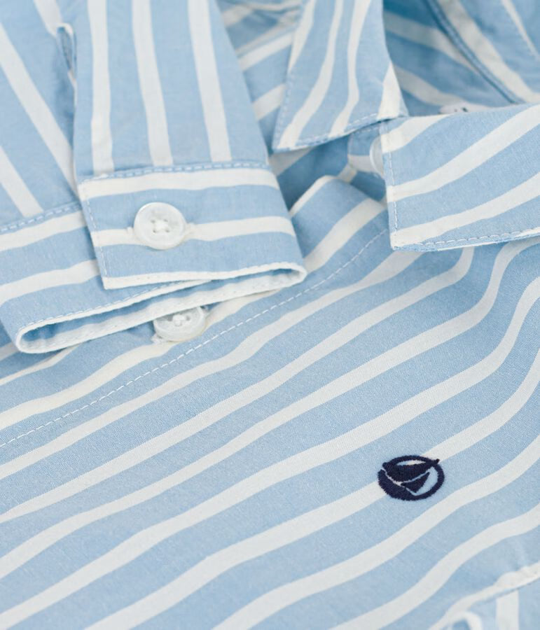 Camicia a maniche lunghe in cotone a righe neonato