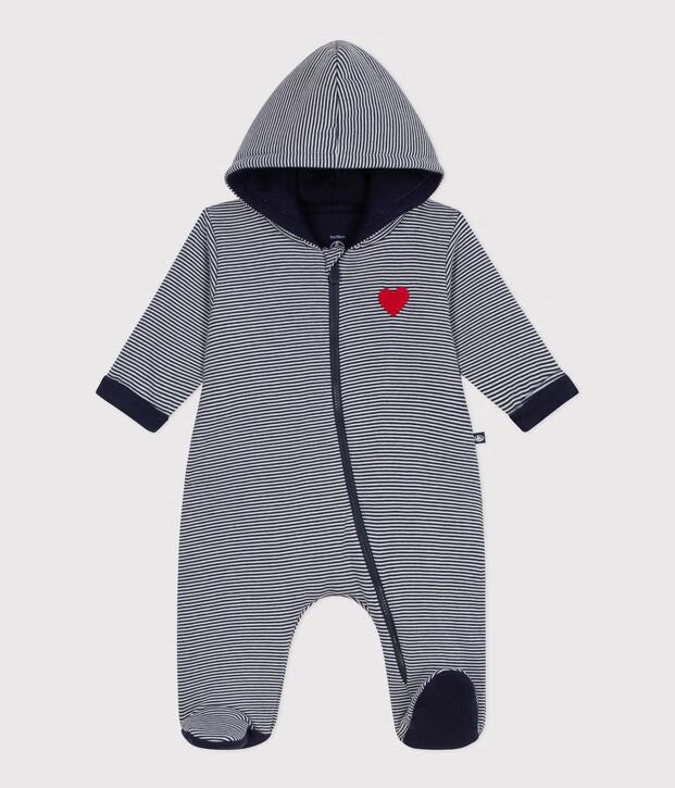 Tutina imbottita a righe per neonato in cotone Petit Bateau