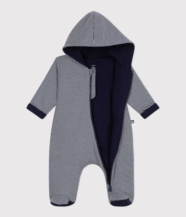 Tutina imbottita a righe per neonato in cotone Petit Bateau