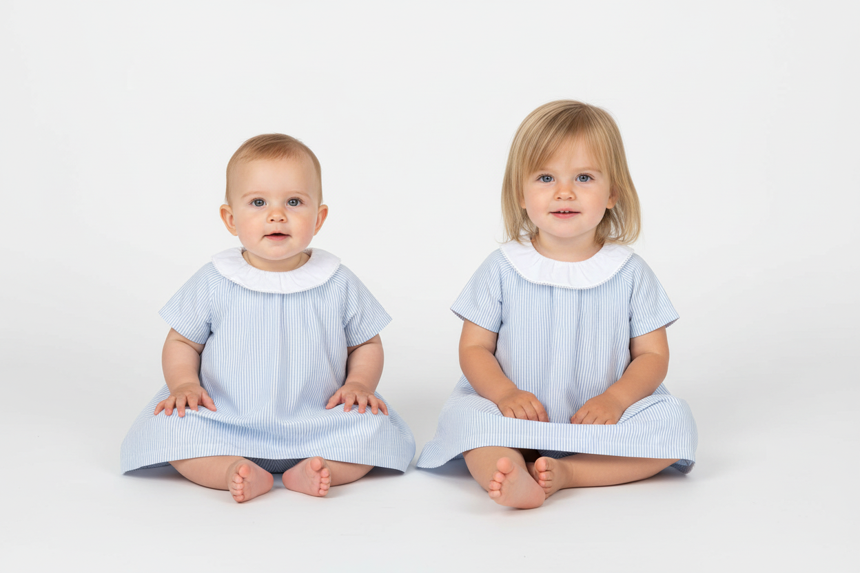 Abito a maniche corte in cotone con bloomer abbinato a righe neonata