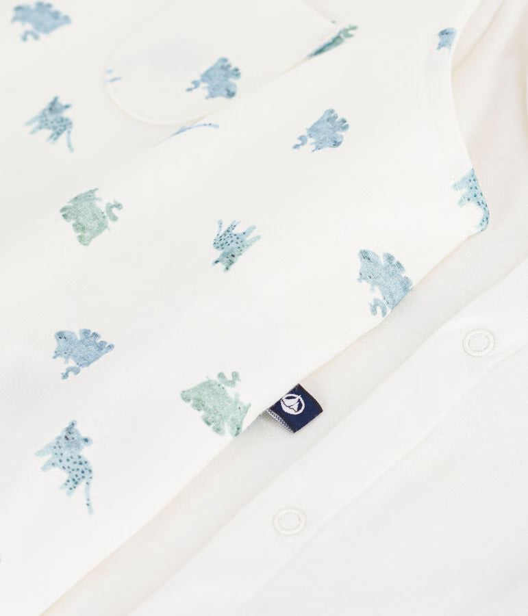 Set salopette e body in cotone con animali stampati neonato