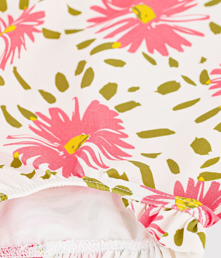 Costume da bagno intero con stampa a fiori e volant neonata