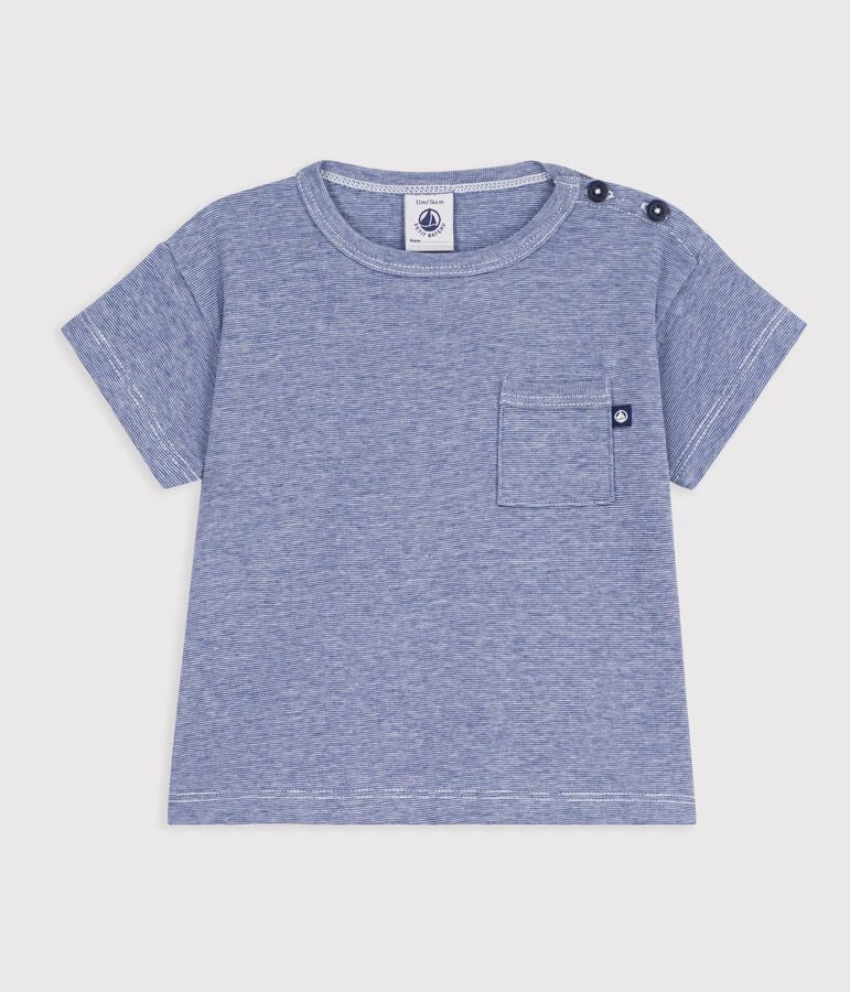 T-shirt a maniche corte in cotone a righe neonato