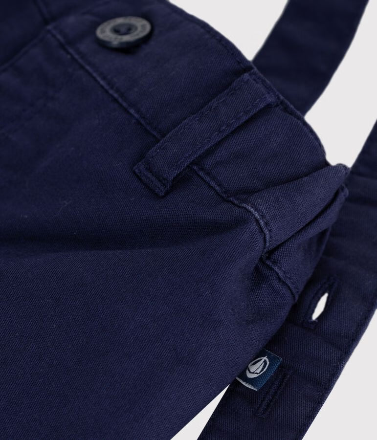 Shorts con bretelle in serge neonato