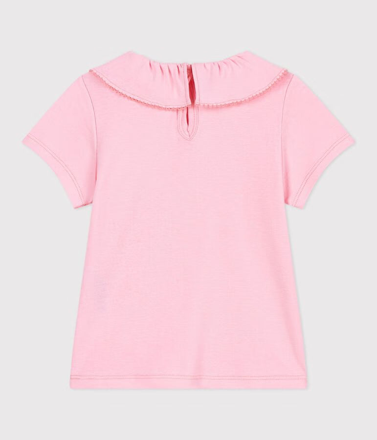 T-shirt a maniche corte in cotone tinta unita bambina