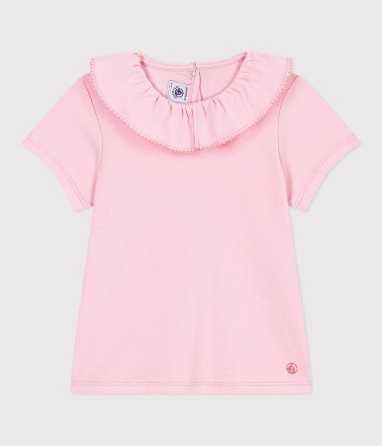 T-shirt a maniche corte in cotone tinta unita bambina