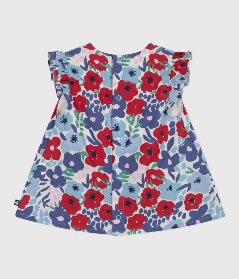 Sleeveless cotton blouse with floral print for newborn girls