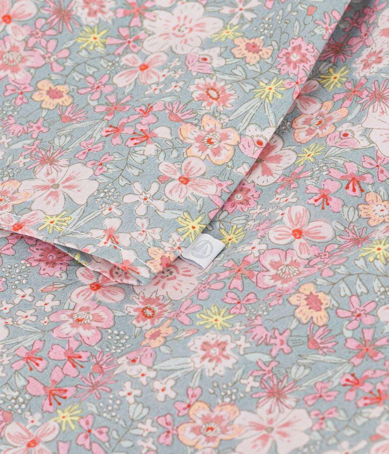 Girls' short-sleeved cotton floral print blouse