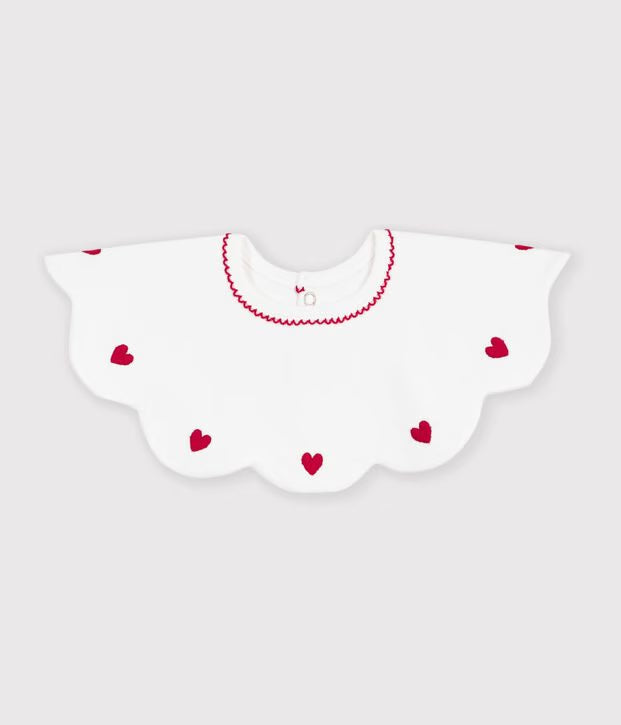 Bavaglino in cotone con cuori ricamati Petit Bateau