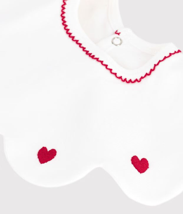 Bavaglino in cotone con cuori ricamati Petit Bateau
