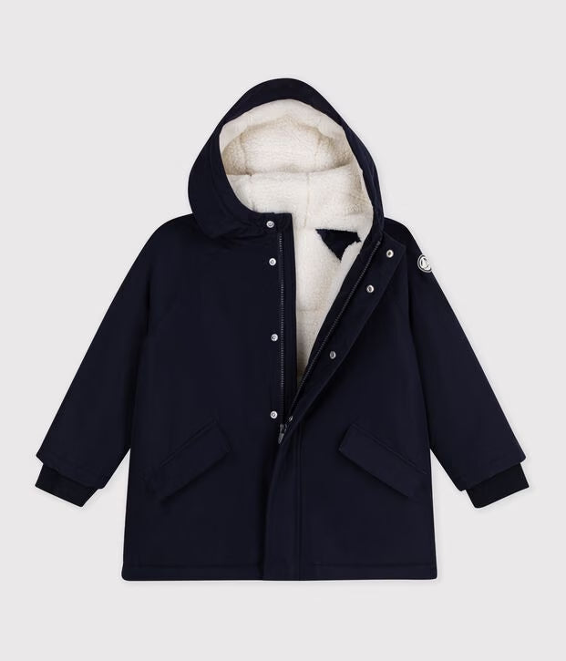 Parka tinta unita blu Petit Bateau