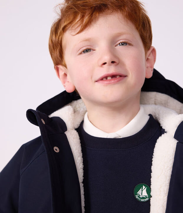 Parka tinta unita blu Petit Bateau