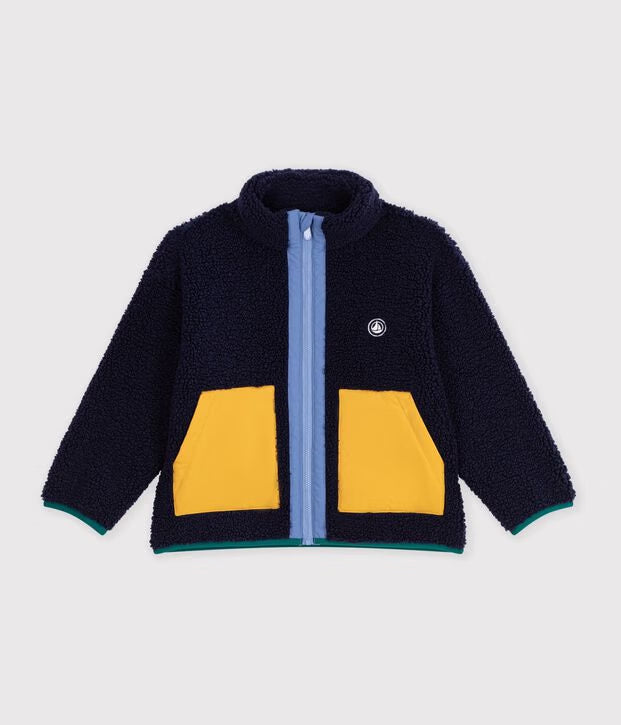 Giacca in sherpa tinta unita color block Petit Bateau