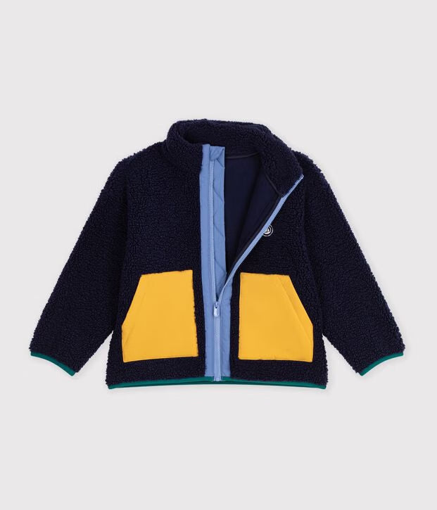Giacca in sherpa tinta unita color block Petit Bateau