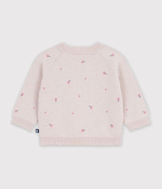 Maglione in misto lana e cotone con fiori ricamati Petit Bateau