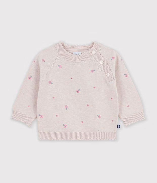 Maglione in misto lana e cotone con fiori ricamati Petit Bateau