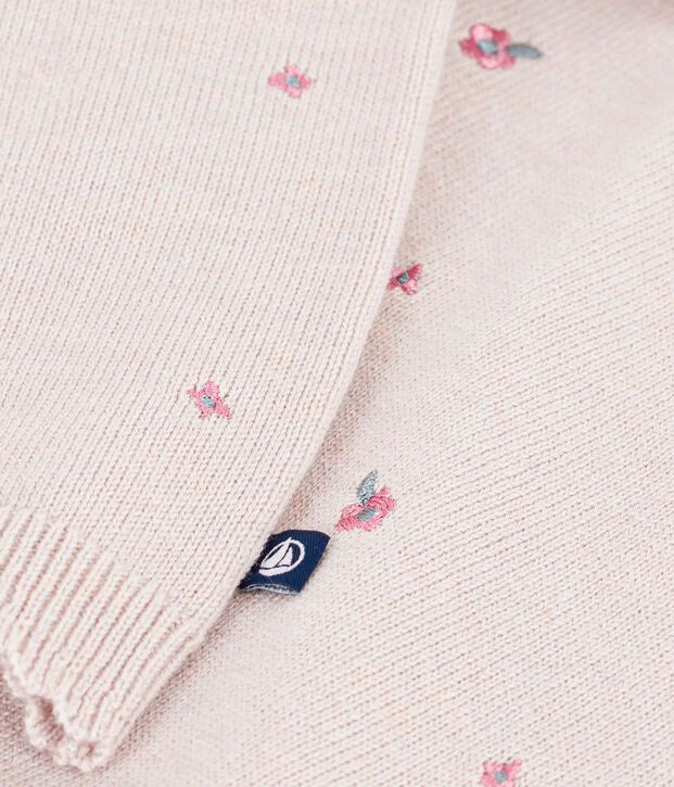 Maglione in misto lana e cotone con fiori ricamati Petit Bateau