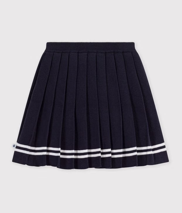 Gonna a pieghe corta in maglia di cotone Petit Bateau