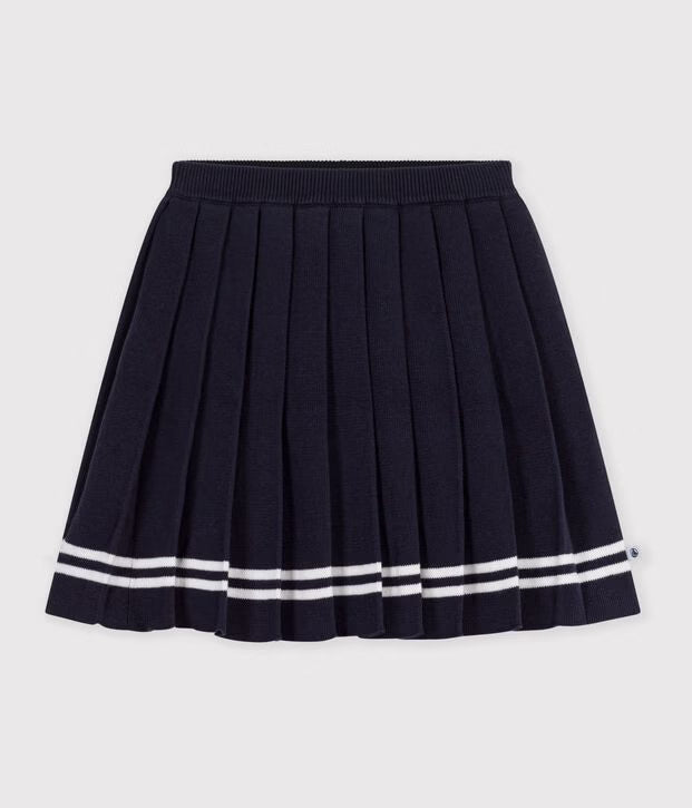 Gonna a pieghe corta in maglia di cotone Petit Bateau