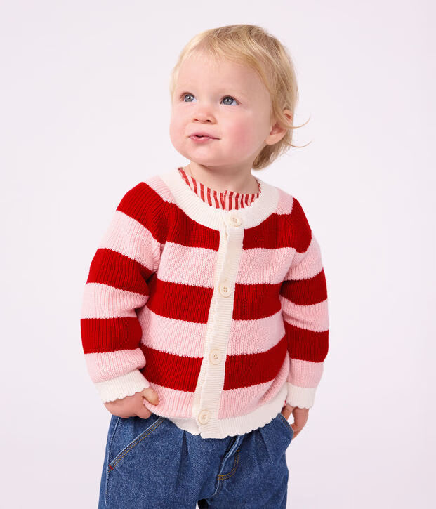 Cardigan in cotone a righe Petit Bateau