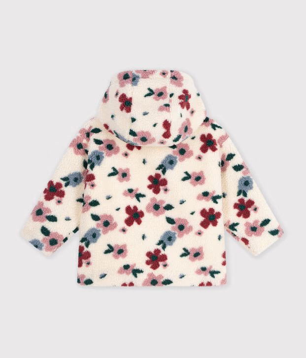 Giacca con cappuccio in sherpa a fiori Petit Bateau