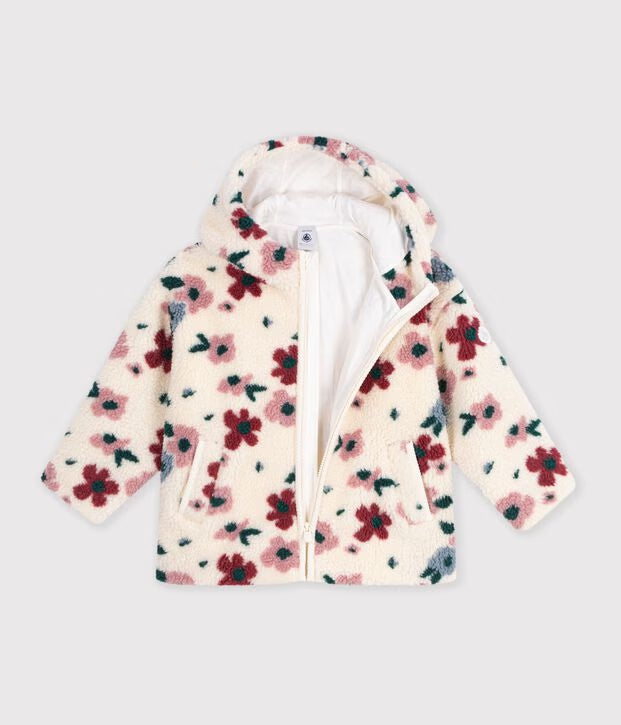 Giacca con cappuccio in sherpa a fiori Petit Bateau