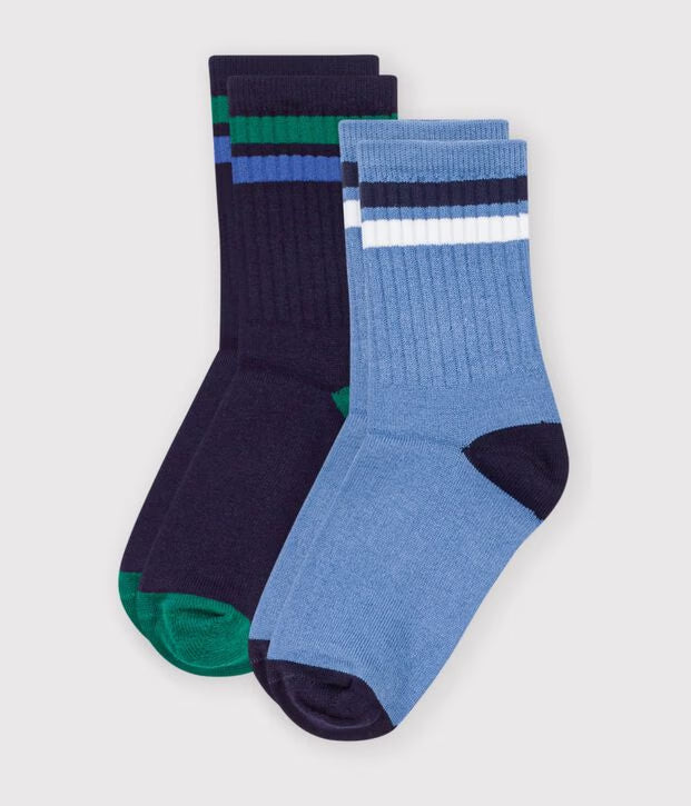 2 paia di calzini in cotone tinta unita Petit Bateau