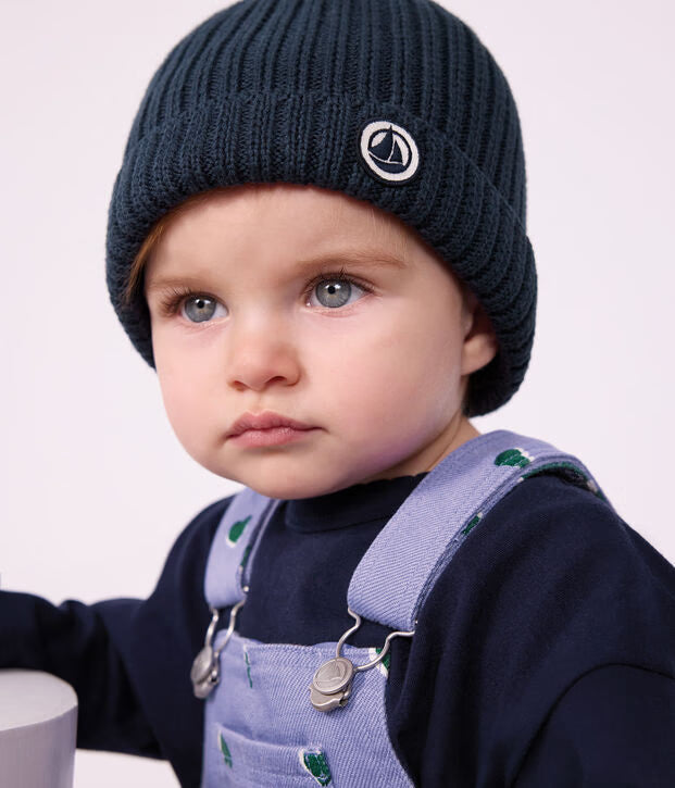 Cuffietta per neonato in cotone con fodera in pile Petit Bateau