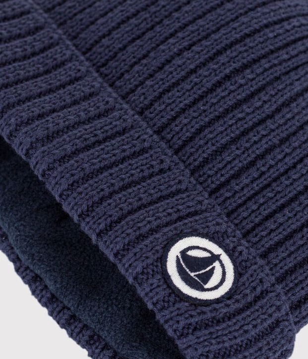 Cuffietta per neonato in cotone con fodera in pile Petit Bateau