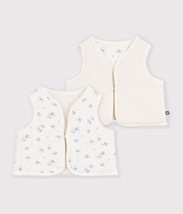 Gilet senza maniche in misto cotone e sherpa con stampa a fiori Petit Bateau