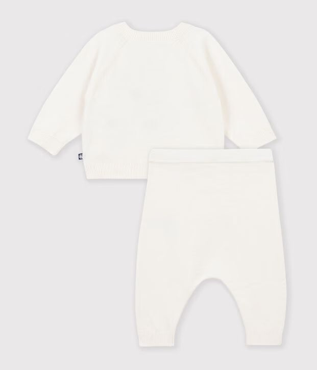 Completo neonato in maglia lavorata fantasia Petit Bateau