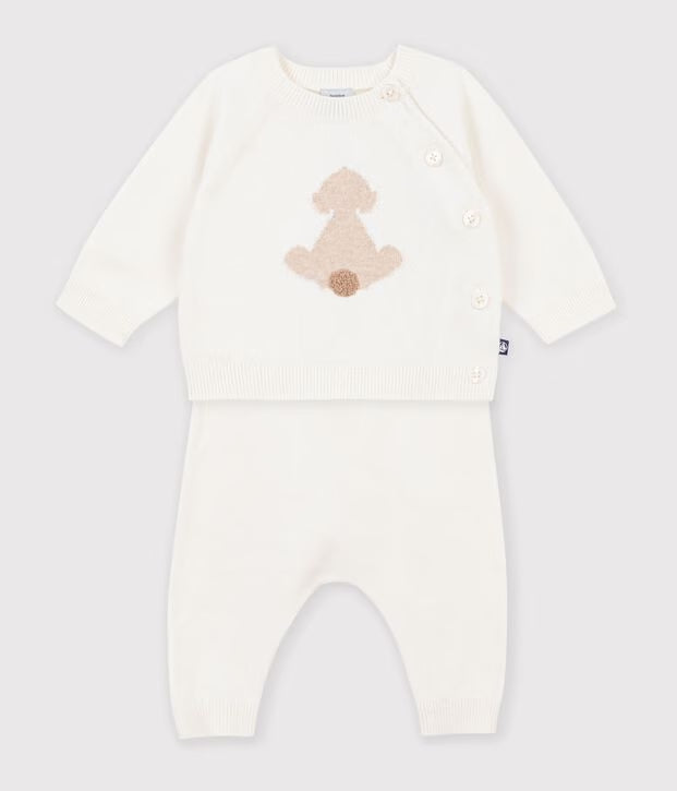 Completo neonato in maglia lavorata fantasia Petit Bateau