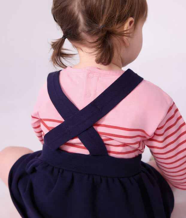 Abito senza maniche in cotone con cuori ricamati Petit Bateau
