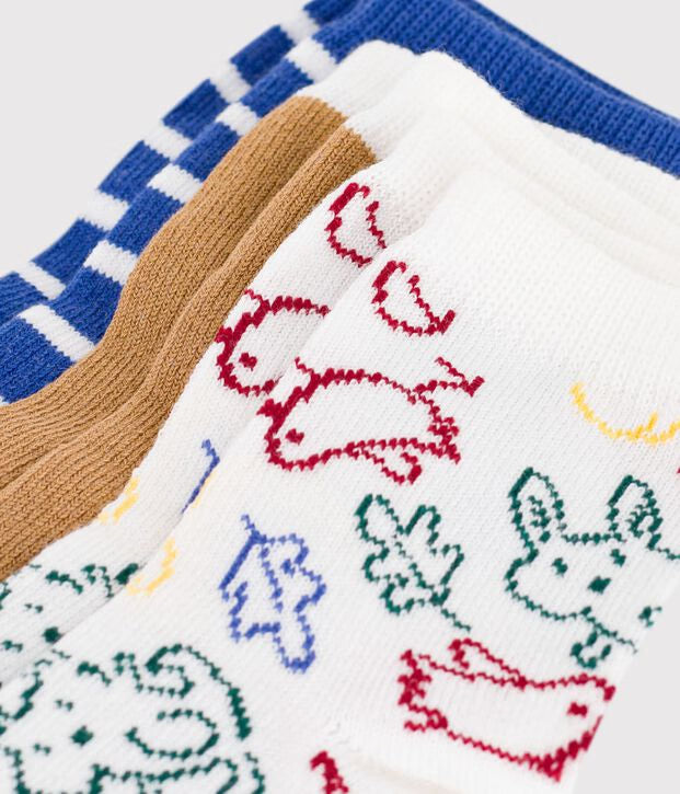 3 paia di calzini in cotone con stampa animalier Petit Bateau