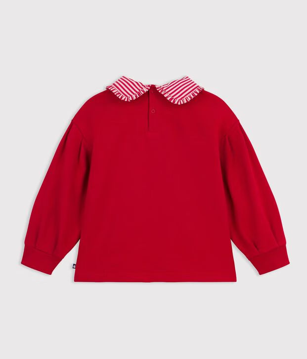 Felpa con colletto in cotone tinta unita Petit Bateau