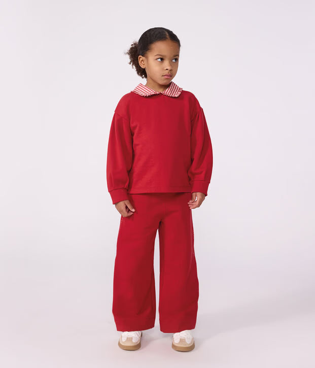 Felpa con colletto in cotone tinta unita Petit Bateau