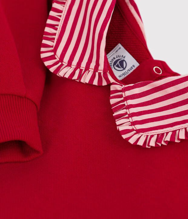 Felpa con colletto in cotone tinta unita Petit Bateau