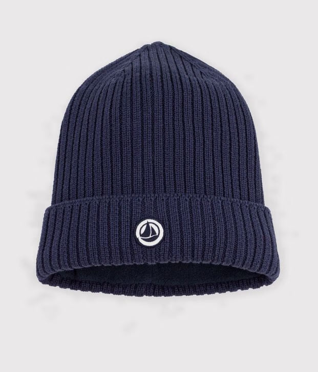 Cuffietta unisex per bambini in cotone con fodera in pile Petit Bateau