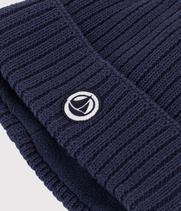 Cuffietta unisex per bambini in cotone con fodera in pile Petit Bateau