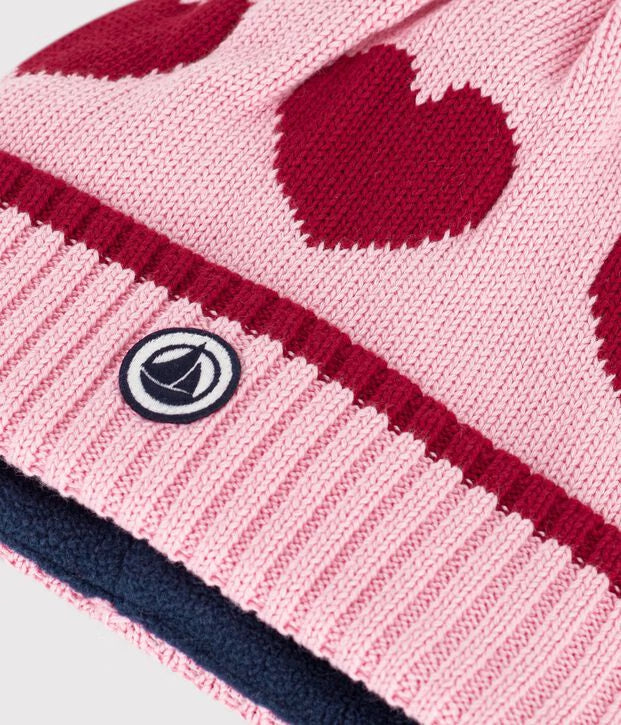 Cuffietta in maglia jacquard foderata in pile Petit Bateau